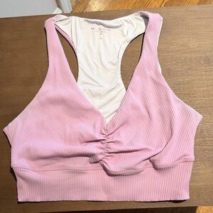 Year of Ours Pink Ribbed Sports Bra